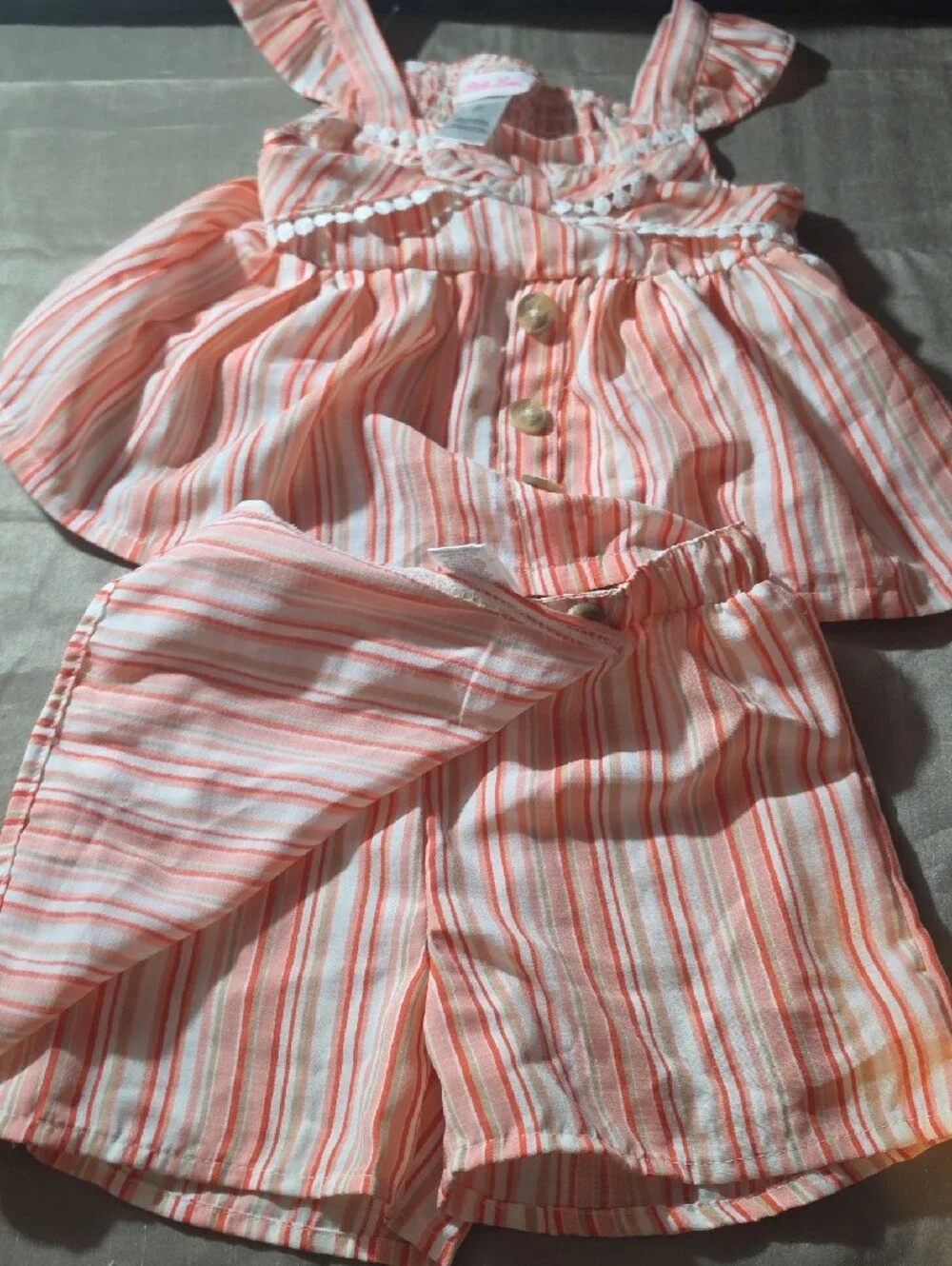 Striped Peach Two-Piece Tank & Skirt Set